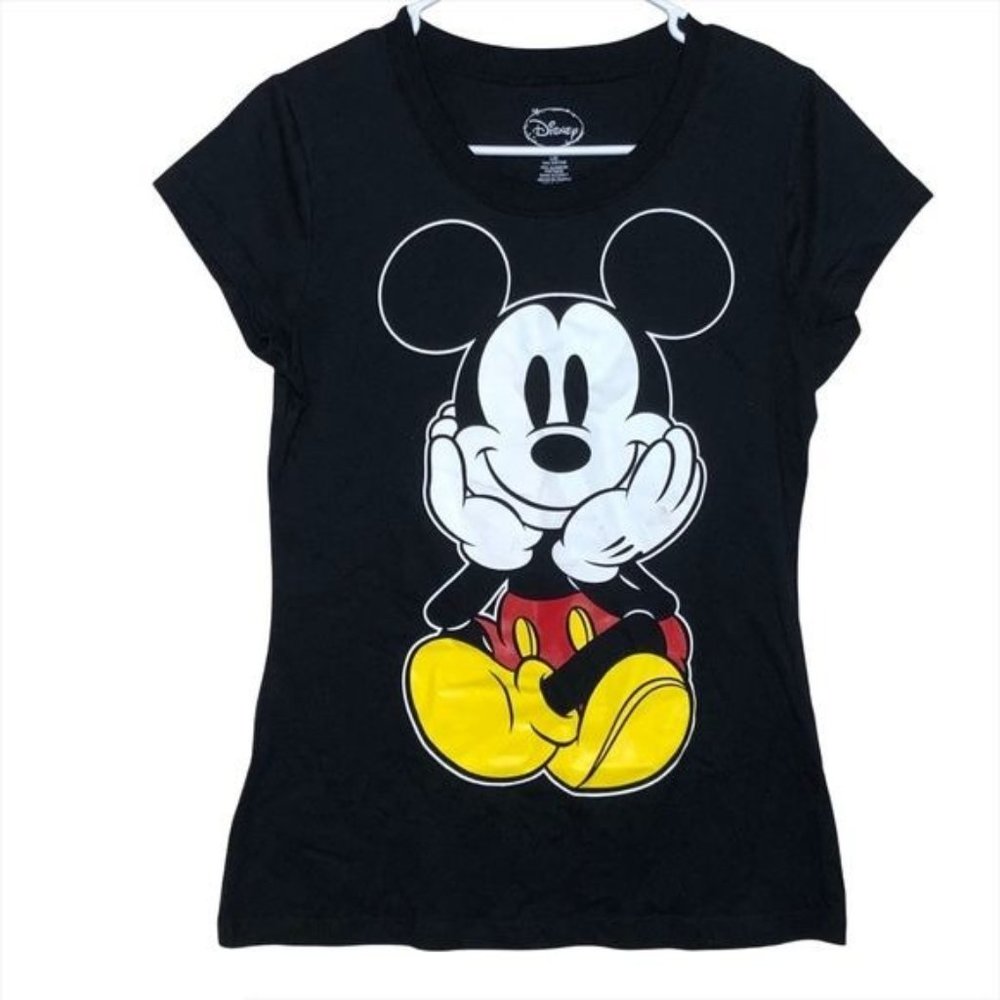 🛍️ Disney Mickey Mouse Size L T-Shirt Black Short Sleeves